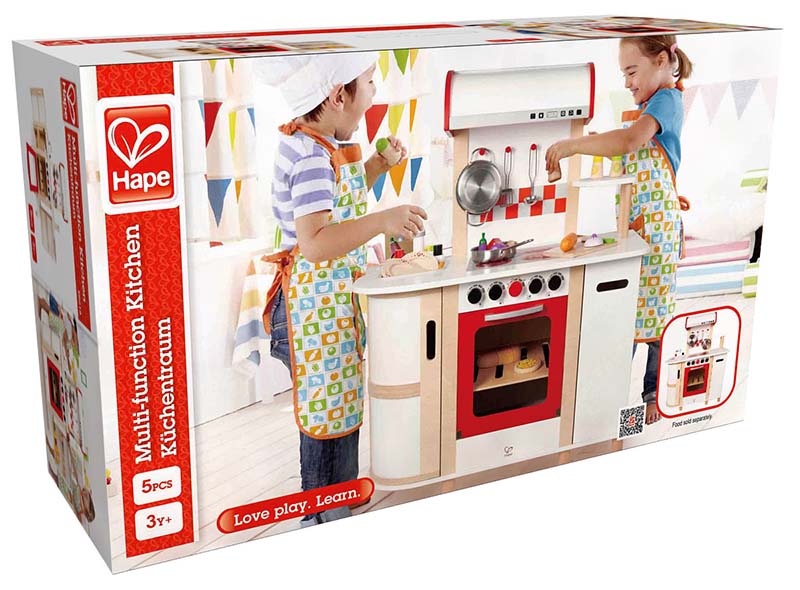 Niño y niña en la caja de la cocina de HAPE
